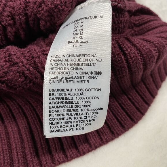 Women's Sz M Cotton Cable Knit Sweater Dark Burgundy Old Money Preppy Brand New - Picture 4 of 8